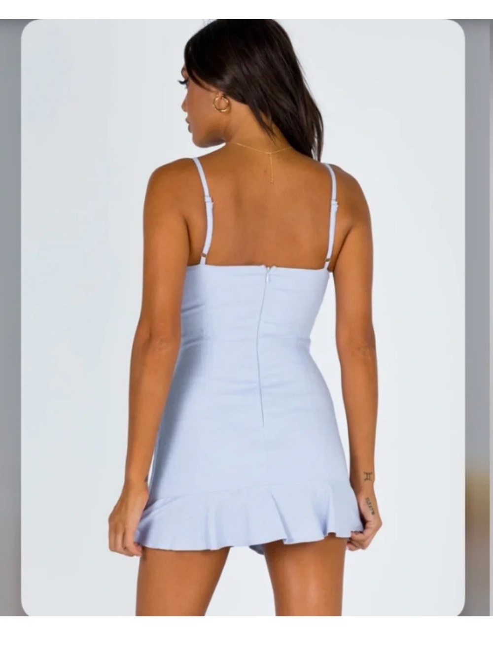 Princess Polly Light Blue Square Neck Wrap Mini Dress - Picture 2 of 10